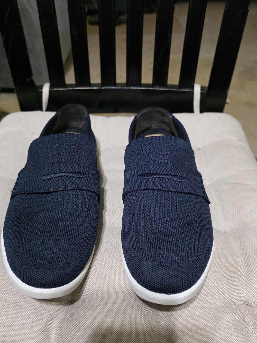 Tommy Bahama Navy Knit Slip-On Loafers with White Soles Unisex Used